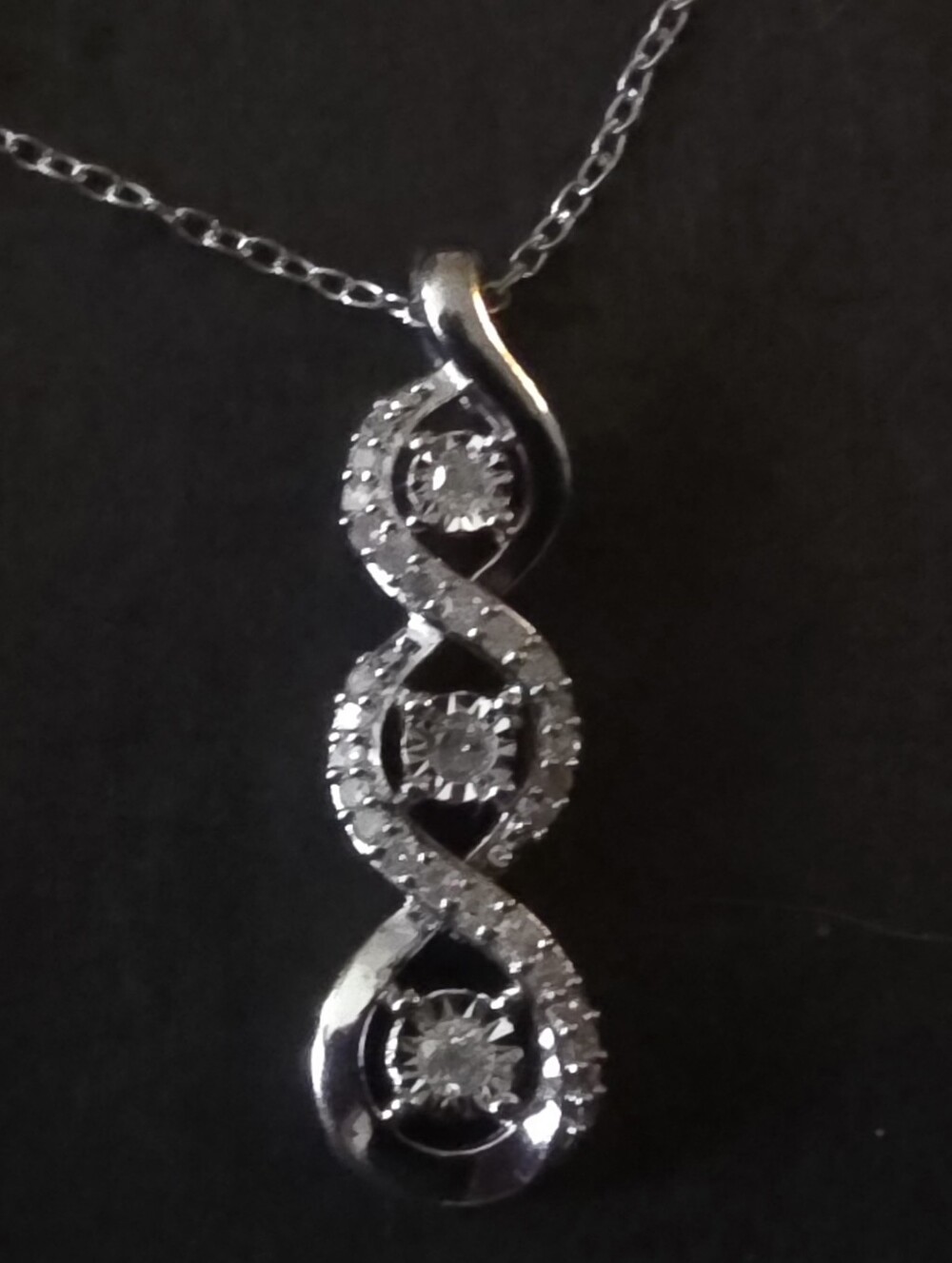 0.25ctw Natural Diamond Sterling Silver Infinity Drop Pendant